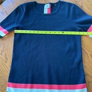 CAbi  Navy knit top with Pink Accents